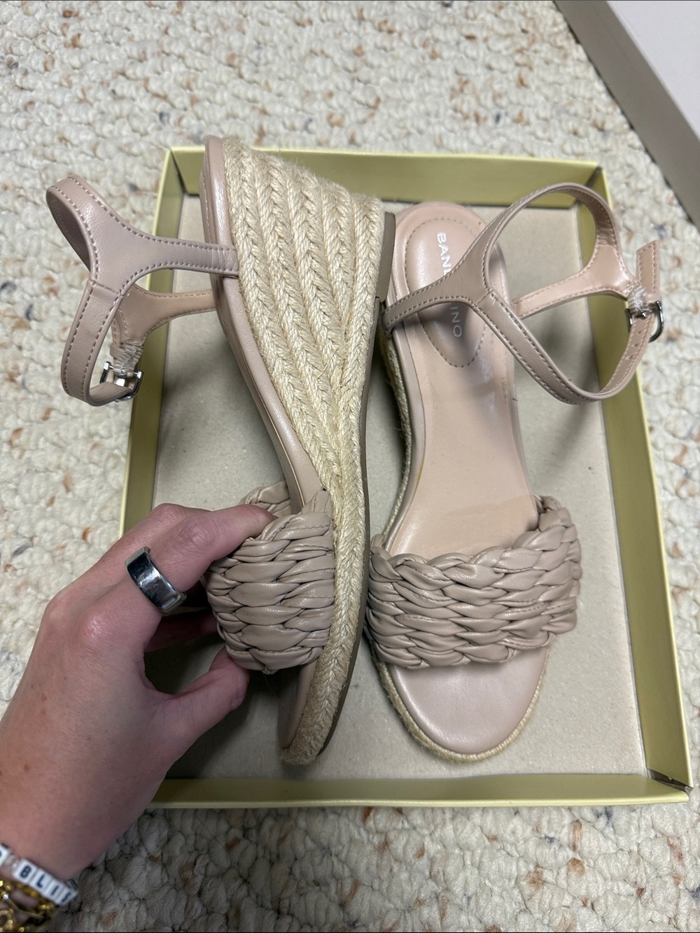Bandolino Nude Braided Espadrille Wedge Sandals